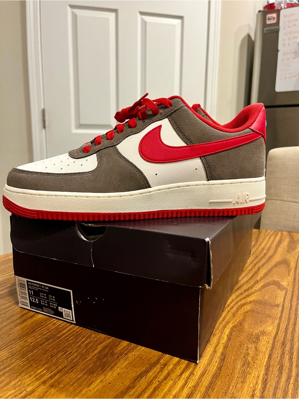 Air Force 1 Red, Brown and Cream Low-Top Sneakers
